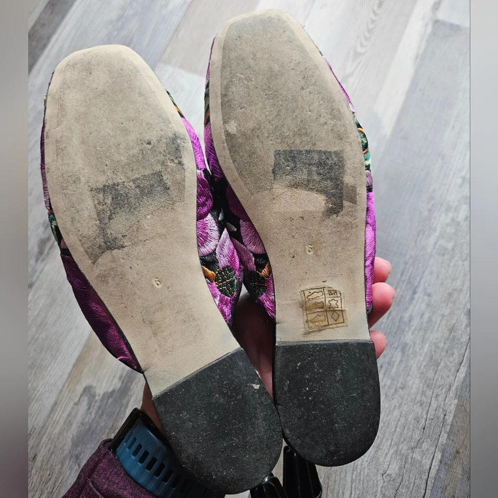 Jeffrey Campbell Mules Size 6 Purple Ravis Embroidered Floral - Picture 6 of 10